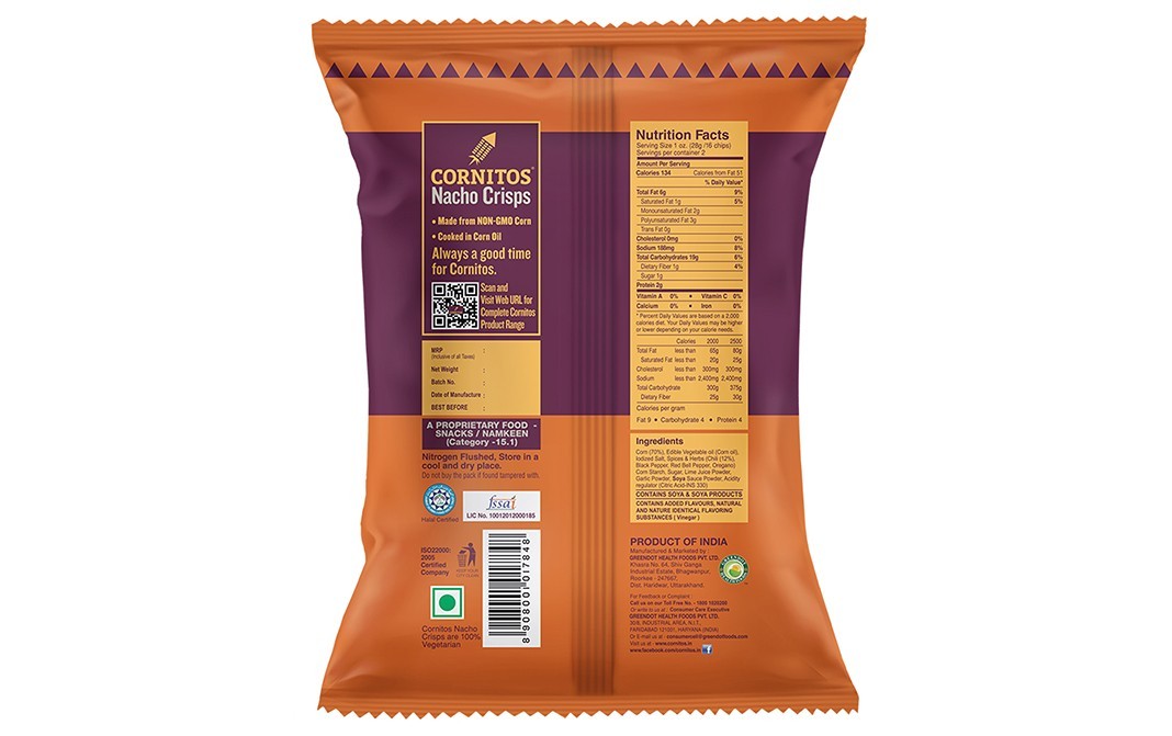 Cornitos Nacho Crisps Peri Peri   Pack  60 grams